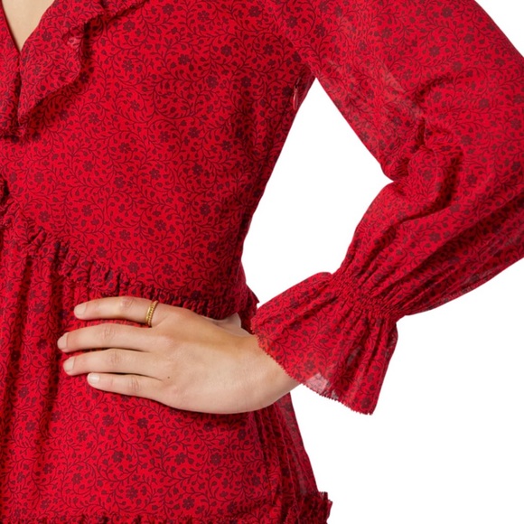 JOIE ADANSON 💯% Cotton MINI DRESS IN TRUE RED PLUM PERFECT, Size 6 - Picture 4 of 13